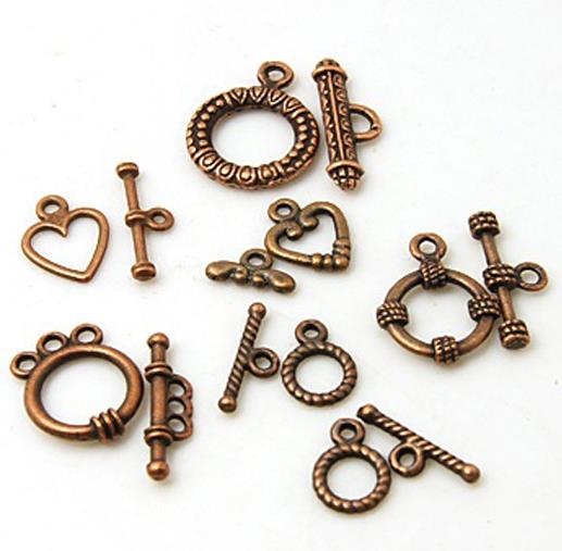 10 x TOGGLE CLASPS MIXED STYLE TOP QUALITY TIBETAN COPPER RED  AE4