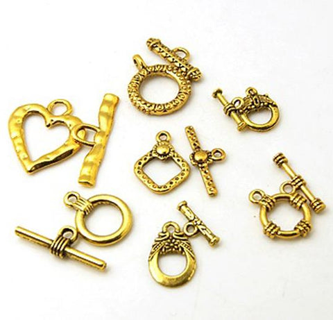 10 x TOGGLE CLASPS MIXED STYLE TOP QUALITY TIBETAN ANTIQUE GOLD AE6