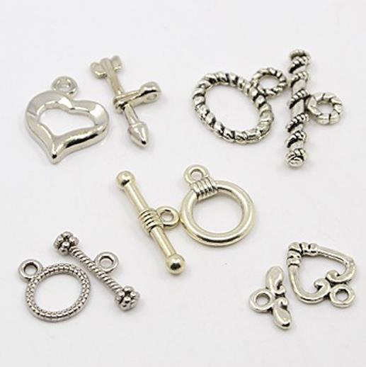 10 TOGGLE CLASPS MIXED STYLE TOP QUALITY TIBETAN SILVER AE7