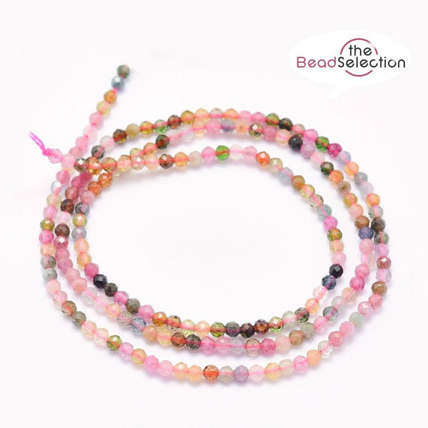 170+ TINY MIXED TOURMALINE FACETED ROUND GEMSTONE BEADS 2mm 1 STRAND GS112