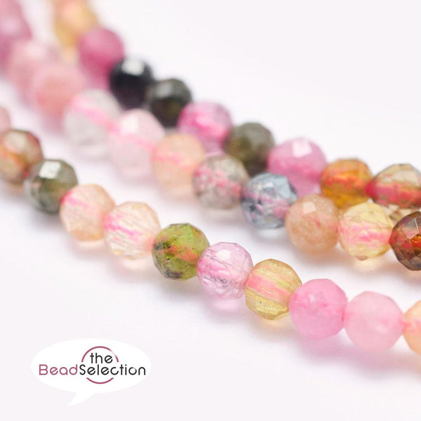 170+ TINY MIXED TOURMALINE FACETED ROUND GEMSTONE BEADS 2mm 1 STRAND GS112