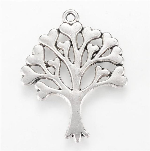 5 LARGE TREE OF LIFE CHARMS PENDANTS BRIGHT TIBETAN SILVER 33mm TOP QUALITY C22