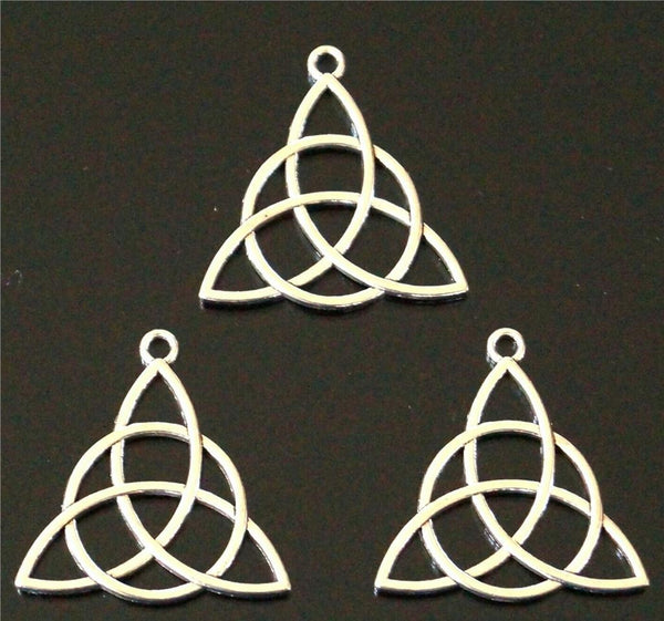 20 LARGE CELTIC KNOT CHARMS PENDANTS TRINITY SILVER PLATED 30mm PAGAN WICCA C243