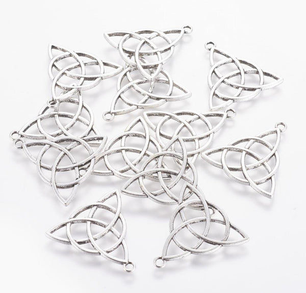 20 LARGE CELTIC KNOT CHARMS PENDANTS TRINITY SILVER PLATED 30mm PAGAN WICCA C243