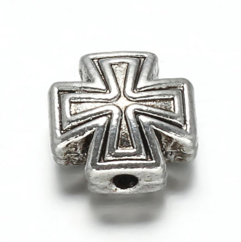 20 TIBETAN SILVER CELTIC CROSS SPACER BEADS CHARMS 10mm TOP QUALITY TS73