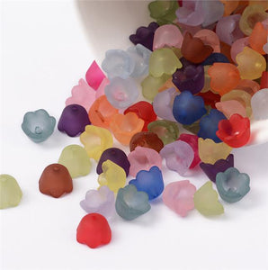 50 Flower Beads Frosted Lucite Acrylic Bell Cup 10mm Jewellery Making LUC7