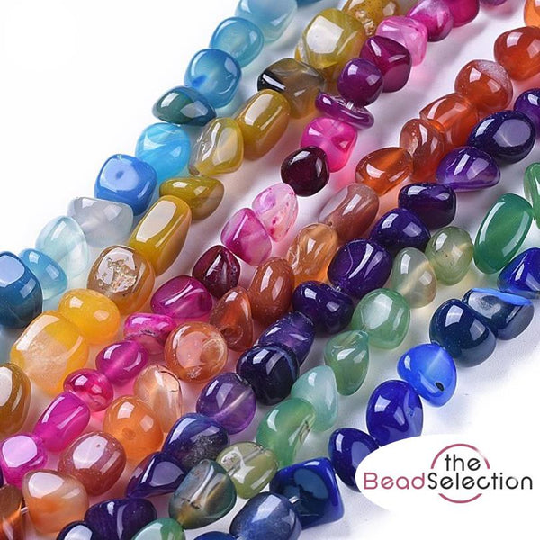 Agate Gemstone Tumbled Nugget Chip Beads 8mm -13mm Mixed Colour 1 Strand 45+GC16