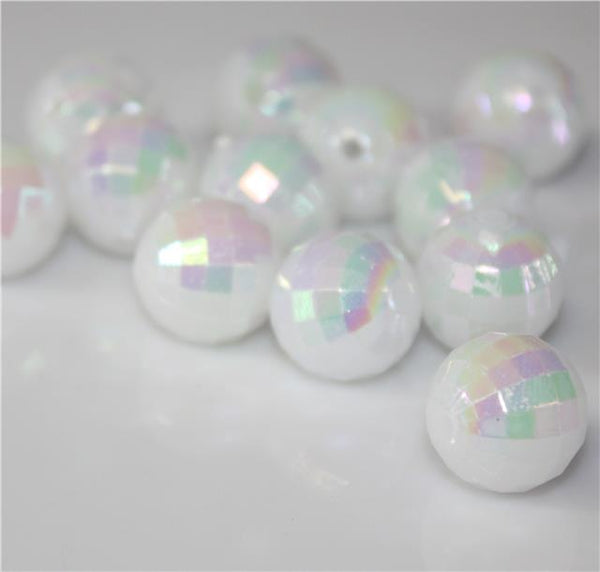 LARGE FACETED ROUND ACRYLIC BEADS 14mm 'AB' LUSTRE' COLOUR CHOICE  10perbag
