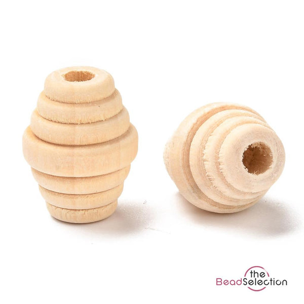 NATURAL BEEHIVE WOODEN BEADS 12mm - 20mm UNTREATED PLAIN WOOD LARGE HOLE