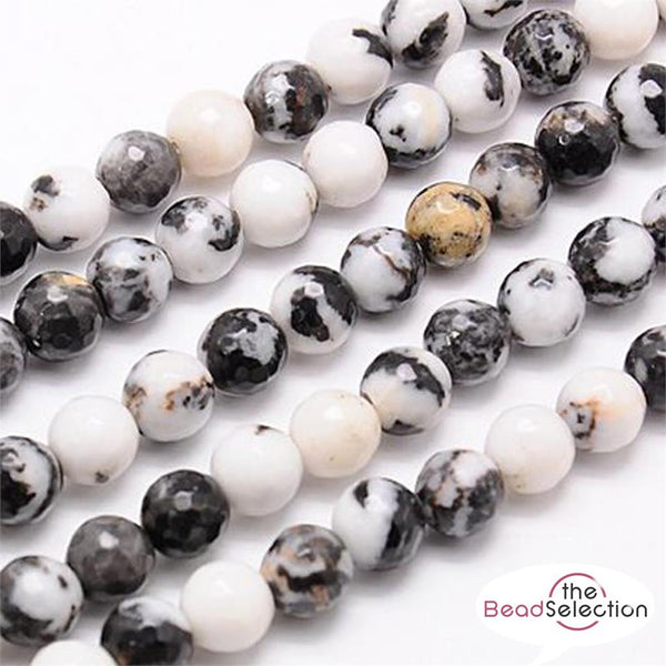 20 Black White Zebra Agate Gemstone Faceted Round Beads 10mm Premium Quality GS9